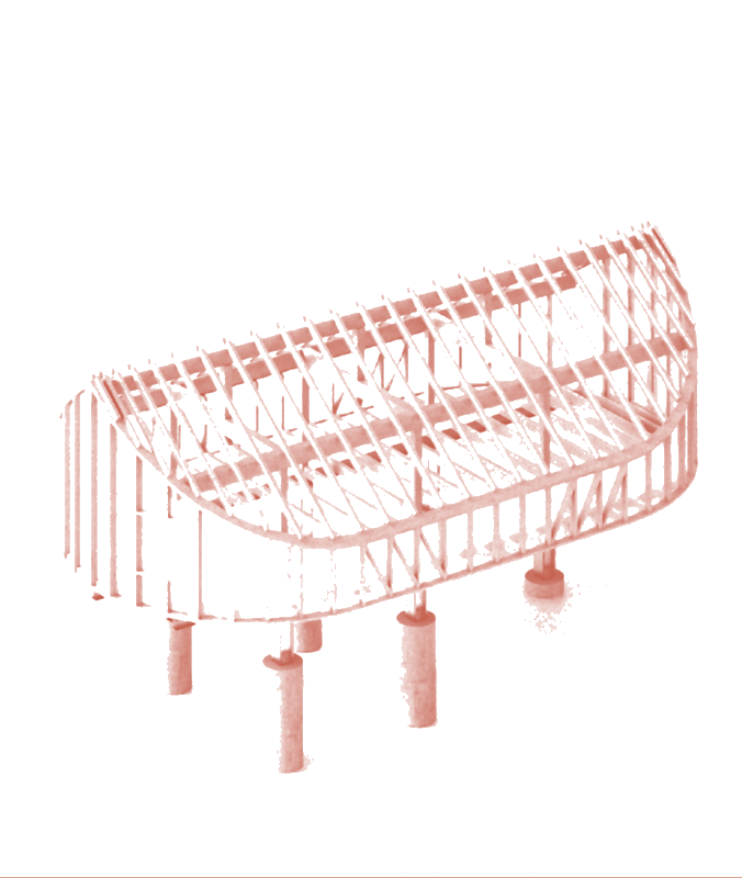 Mökki — structural isometric drawing